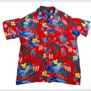 Cherokee Hawaiian Aloha Short Sleeve Button Down Shirt XL Extra Large